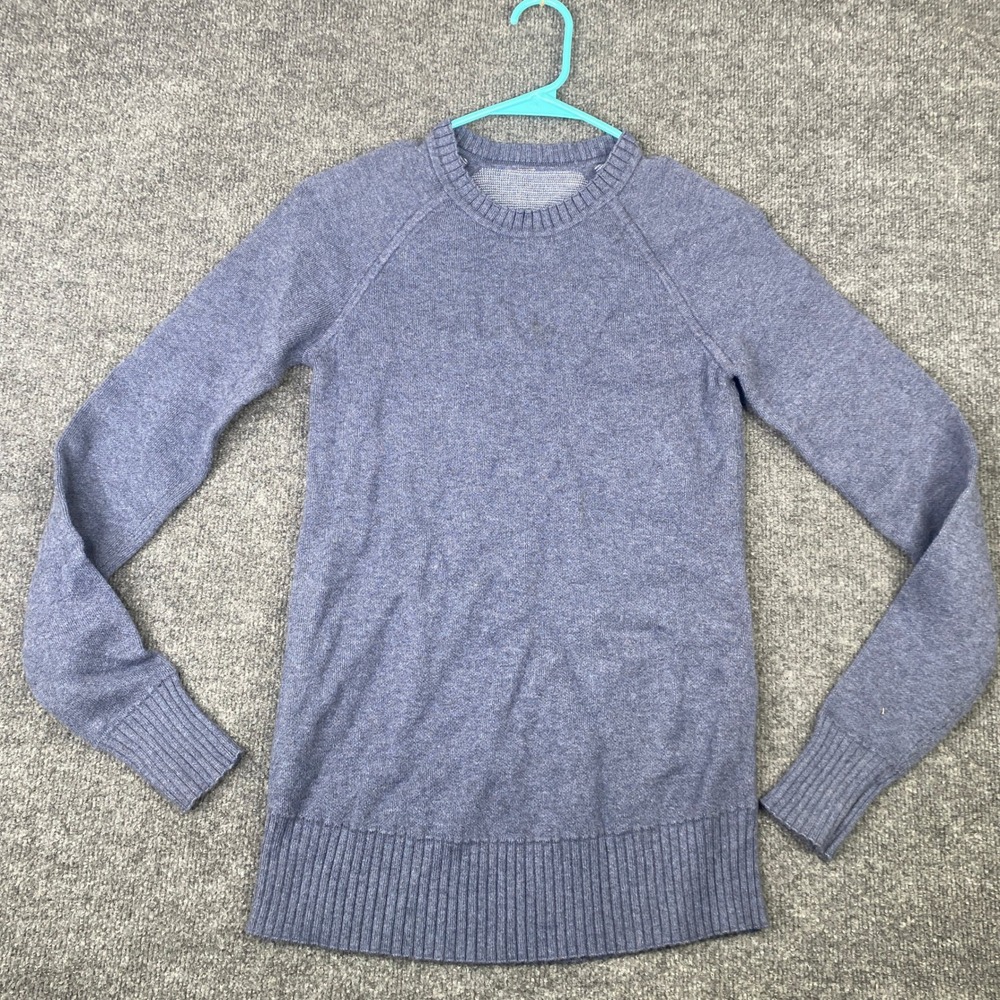 Lululemon Athletica Womens Heathered Blue Raglan Crewneck Knit Sweater